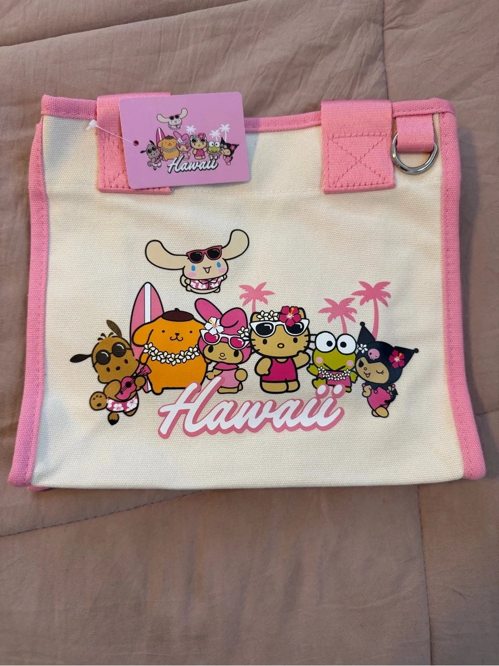 ABC Store exclusive Hello Kitty & Friends Cream and Pink Hawaii Tote Bag